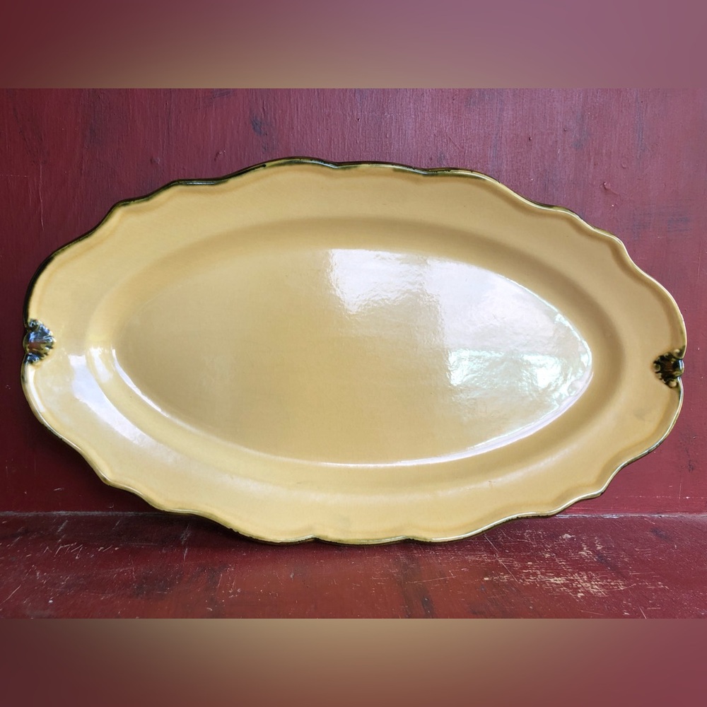 10025A Very Large TERRA COTTA Casa Del Sol pattern Portugal Platter Yellow Green